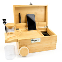 1 x RAW Customer Returns Viking Factory Large Bamboo Box, Premium Locking Organizer with Tray, Jars and All Accessories 27 18 15 CM  - RRP €64.99