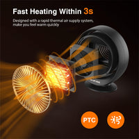 1 x RAW Customer Returns Fan Heater Energy Saving 800W, Portable PTC Ceramic Heater Electric Energy Saving Quiet with 2 Heating Modes, 3s Fast Fan Heater Small Economical Fan Heater for Office Bedroom, Black - RRP €39.34