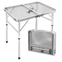 1 x RAW Customer Returns E EASTSTORM Folding Camping Table 60 40cm, Grill Table with Metal Grid, 2 Adjustable Height Portable for Picnic Garden Balcony Market Barbecue Beach - RRP €50.41