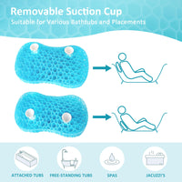 1 x RAW Customer Returns Bath Jello Gel Bath Pillow, Lumbar Cushion for Bathtub, Back Support Pillow, Gel Cushion with Non-Slip Suction Cups for Lumbar Spine, Fits Curved or Straight Back Tubs, Aqua - RRP €46.38