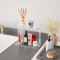 1 x RAW Customer Returns Sezanrpt 2-Tier Bathroom Organizer Countertop, Anti-Slip, Waterproof, Moisture-Proof Kitchen Organization Shelf Rack, Clear Acrylic Makeup Organizer, Dresser Organizer Countertop - RRP €24.58