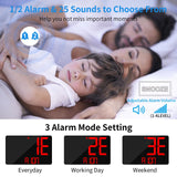 1 x RAW Customer Returns XREXS 13 Large Digital Wall Clock with Remote Control, Clock with Temperature Date Day 8 Languages 2 Alarms 25 Ringtones, Adjustable Brightness LED Clock Red  - RRP €33.26