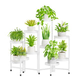 1 x RAW Customer Returns iDavosic.ly Metal plant stand with 10 levels, flower stand plant shelf flower shelf indoor outdoor, flower stairs indoor plant stand shelf for garden balcony living room round, white  - RRP €70.88