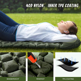 1 x RAW Customer Returns Karvipark camping sleeping pad with pillow, ultralight air mattress camping small pack size, sleeping mat waterproof for camping, outdoor, travel, hiking, beach army green  - RRP €25.99