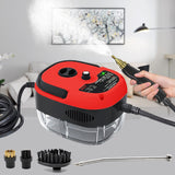 1 x RAW Customer Returns Steam Cleaner, 2500W Portable Handheld Steam Cleaner, 1000ML Large Water Tank, with 6 Speeds Adjustable and 3 Types of Brush Heads, for Kitchen Furniture Floor Bathroom Car Window Red  - RRP €63.99