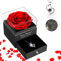 1 x RAW Customer Returns SANOTO Real Stabilized Rose with Necklace, Gift Ideas for Women, Girlfriend, Birthday, Anniversary, Wedding, Valentine s Day, Christmas, Mother s Day - RRP €29.99