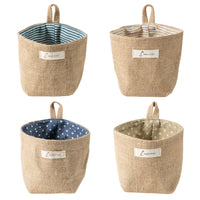 1 x Brand New Hanging Storage Bags, 4 Pack Small Organizer Basket Cotton Linen Wall Mount Organizer Hanging Storage Bag Storage Basket - RRP €20.4