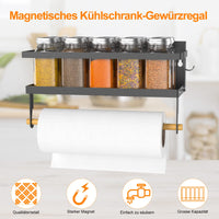 1 x RAW Customer Returns ARVINKEY Spice Rack Magnetic Shelf, Foldable Refrigerator Magnetic Spice Holder, Wall Mounted Spice Organizer Hanging Spice Rack with Paper Towel Holder Roll Hook - RRP €20.16