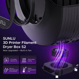 1 x RAW Customer Returns  Latest version SUNLU Filament Dryer, improved 3D printer filament dryer with fan, filament drying box, PLA PETG ABS TPU Nylon PA filament dryer box, Filament Dryer S2, black - RRP €69.99