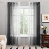 1 x RAW Customer Returns Deconovo White Translucent Curtains for Youth Bedroom Soft Marriage Living Room Curtains 2 Pieces 140x270cm Black - RRP €28.13