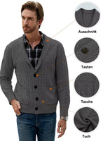 1 x RAW Customer Returns AlvaQ Cardigan Men V Neck Knitted Cardigan Long Sleeve Buttons Knitted Sweater Plain Knitted Coat 2XL Gray - RRP €39.31