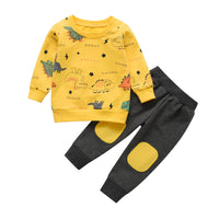 1 x RAW Customer Returns Joureker Toddler Baby Boys Clothes Sets Dinosaur Printed Long Sleeve Tops and Pants Outfits, Yellow, 12-18 Months - RRP €20.02