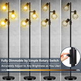 1 x RAW Customer Returns HiBay Dimmable LED Floor Lamp, Rustic Industrial Floor Lamp 3 Bulbs Black Floor Lamp with 3x8W 800LM E27 Reading Lamp for Living Room, Bedroom, Office Energy Class F  - RRP €89.99