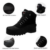 1 x RAW Customer Returns riemot Snow Boots Women Men Winter Mountain Boots Waterproof Trekking Shoes Warm Non-Slip Leather Lining, men s women s winter ankle boots EU 37-47, Black Men EU 45 - RRP €43.99