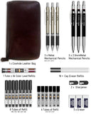 1 x RAW Customer Returns Nicpro 29 PCS Art Mechanical Pencils Set with Leather Case, Metal Pencils 0.5, 0.7, 0.9, 2 mm with 15 Tubes HB 2H 2B 4B 4H Leads Black and Colors for Sketching, Drawing - RRP €34.27