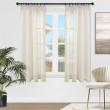 1 x RAW Customer Returns Topfinel voile curtains linen structure with ruffle tape translucent plain for window living room bedroom modern and elegant curtain set of 2 each WxH 140x160 beige - RRP €26.99