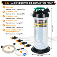 1 x RAW Customer Returns OULUTO 5.3L Manual and Pneumatic Oil Extractor Pump Suction Pump Liquid Extractor Pump with 6 Hoses Oil Dipstick and Check Valve - RRP €85.85