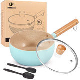 1 x RAW Customer Returns BUNDLEPRO 2.1 Quart Cooking Pot Set with Lid, Non-Stick Aluminum Sauce Pot, Induction Compatible Small Cooking Pots with Silicone Spatulas for Milk, Soup, Pasta, Eggs, Rice BEIGE - RRP €28.25