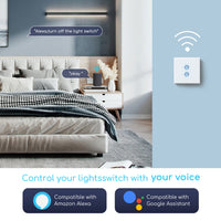 1 x RAW Customer Returns Aigostar WiFi Light Switch 2 Gang 1 Way, Smart Switch Compatible with Alexa Google Home, Smart Wall Switch with AigoSmart App and Timer Function Voice Control - RRP €16.99