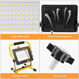 3 x RAW Customer Returns Gowtall LED construction spotlight, portable floodlight, construction lamp, 50W LED work light, IP66 waterproof construction site spotlight 5000 LM 6500K cold white - RRP €88.77