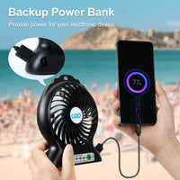 1 x RAW Customer Returns KARFUN Mini Fan, Portable Desk Fan, Rechargeable Small USB Fan, 3 Speeds and Battery Powered Fan with Flashlight, Black - RRP €9.99