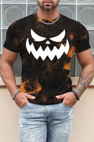 1 x Brand New Halloween Shirt Men Pumpkin Smiling Graphic T-Shirt Men Carnival Casual Tees TD Brown, XX-Large  - RRP €18.14