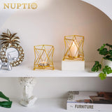 3 x Brand New NUPTIO Tealight Holder Candlestick Gold Geometric Tealight Geometric Candle Holder 2 Pieces Hexagon Metal Tealights Decorative Lantern Dining Room Living Room Bedroom Wedding Table - RRP €34.74