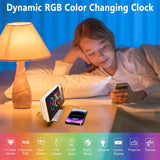 1 x RAW Customer Returns Exmate Projection Alarm Clock, Digital Alarm Clock with Projection, USB Charging Port, 7.5 Dynamic RGB Mirror Screen, Snooze Dual Alarm, Adjustable Brightness White with Adapter  - RRP €28.12