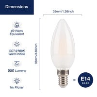 1 x RAW Customer Returns FLSNT Dimmable E14 LED candle lamp for chandeliers, 5.5W replaces 40W , 550LM E14 LED filament light bulb, C35 LED bulb in candle shape, 2700K warm white, E14 LED Edison light bulb, pack of 6 - RRP €24.19