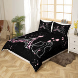 1 x RAW Customer Returns Eiffel Tower bed linen 140 x 200 cm, Paris Chic bed linen, duvet cover Romantic theme for boys girls children teenagers Black Pink Modern French style bed linen - RRP €20.4