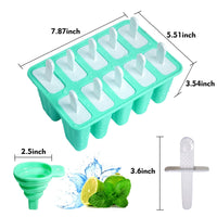 1 x RAW Customer Returns Ice Cream Molds Popsicles, 10 Cavities Non-Stick Ice Cream Molds, Silicone Ice Cream Molds with Silicone Funnel and Cleaning Brush DIY Popsicle, BPA-Free, Blue - RRP €17.8