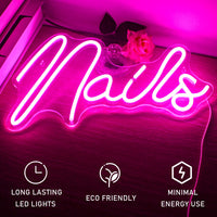 1 x RAW Customer Returns Ineonlife Nails Neon Sign LED Pink Neon Light Up Signs for Wall Decoration USB Neon Lights for Nail Salon Beauty Room Decor Indoor Outdoor Lights for Bedroom Shop Room Christmas - RRP €37.3