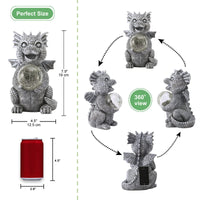 1 x RAW Customer Returns Yeemoo Dragon Figures Garden Decoration for Outdoors, Funny Dragons Decoration Garden with Solar Ball Gifts for Men Women Girlfriend Mom Birthday Waterproof Fairy Garden for Balcony Gray - RRP €33.26