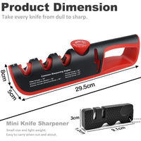 1 x RAW Customer Returns Professional knife sharpener, 4 in 1 knife sharpener with scissors sharpener, 6-stage adjustable manual knife sharpener with small knife sharpener, for restoring, sharpening, polishing, scissors black and red  - RRP €20.16