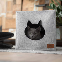 1 x RAW Customer Returns Bella Balu cat cave including pillow toy - foldable cat bed cave for sleeping, hiding, playing scratching - 33x33x37 cm - dark grey - RRP €26.99