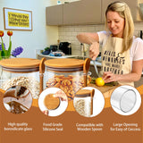 1 x Brand New Risiours 2x900ml vacuum storage containers airtight 2x600ml storage jars with bamboo lid and spoon, airtight kitchen spice jars for cereal, spices, spaghetti, flour, coffee beans, BPA-free - RRP €28.98