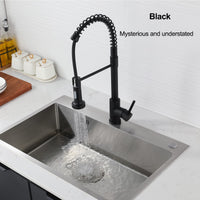 1 x RAW Customer Returns Kitchen faucet black - kitchen faucet with shower extendable 360 swiveling sink faucet kitchen mixer tap 2 jet types with spiral spring stainless steel fitting kitchen faucet - RRP €37.04