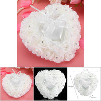 1 x Brand New Hapivida Wedding Ring Pillow, 5.9 x 6.3 Inch Romantic Heart-Shaped Lace Ring Box Rose Rhinestone Decor Ring Pillow Ring Holder White  - RRP €20.4