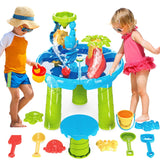 1 x RAW Customer Returns deAO water play table, 4 in 1 water table for children outdoors including sand mold, shovel, watering can, activity sensory play table sand water toy for ages 2 3 4 years and up boys and girls Orbicular  - RRP €36.99