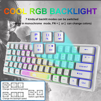 1 x RAW Customer Returns K61 UK Layout 60 Gaming Keyboard RGB Chroma Backlight Wired Membrane Gaming Keyboard with Mechanical Feel Mini Compact 62 Keys for PC Mac Office and Gaming White - RRP €27.99