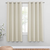 1 x RAW Customer Returns PONY DANCE Curtain Heat-Insulating Living Room Curtains with Eyelets Thermal Curtains Opaque Eyelet Curtain Set of 2 Blackout Curtains Light Beige, H 175 x W 140 cm - RRP €34.95