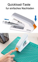 1 x RAW Customer Returns Deli Labor-saving stapler, office stapler for 40-50 sheets capacity, with 1500 staples and staple remover, for office school home desk accessories metal stapler white  - RRP €15.99