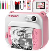 1 x RAW Customer Returns Gofunly Children s Camera, Digital Camera Instant Camera Children 2.0 Inch Screen 1080P Video Camera Black and White Photo Camera, 32GB Card,  5 Colored Pencils Gift for 3-12 Year Old Children - RRP €63.24