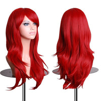 1 x RAW Customer Returns Falamka Heat Resistant Dark Red Wig Cosplay Long Curly Red  - RRP €19.99