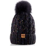 1 x Brand New REDESS Women Winter Pompom Beanie Hat Fleece Lined Warm Hats, Thick Casual Snow Knit Hat for Ladies - RRP €19.99