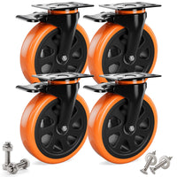 1 x RAW Customer Returns Heavy duty cargo wheels, 160mm, with brakes, including mounting accessories, transport wheels, 360 rotation up to 800kg, portability for furniture transportation and industrial transportation - RRP €57.36