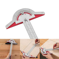 1 x RAW Customer Returns 10 inch protractor with ruler metal, 0-150 degree adjustable multi angle ruler degree protractor, solid protractor goniometer angle gauge protractor for craftsmen carpenters tool - RRP €10.07