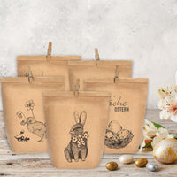 33 x Brand New KOHMUI Easter bags for filling, 24 Easter gift bags, Easter motifs, black printed bags with clips, Easter bunny craft set for children - RRP €397.65