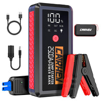 1 x RAW Customer Returns CARHEV Car Battery Starter, 2500A 21800Mah Emergency Car Starter Suitable for 8.0L Petrol and 8.0L Diesel , 12V Car Starting Booster with Large LCD Display and LED Flashlight - RRP €52.37