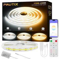 1 x RAW Customer Returns PAUTIX COB LED Strip CCT Warm White Cold White, 10M Dimmable 2700K-6500K with Smart App Control 6400LEDs 24V LED Strip light Set with Power Supply, CRI93 Super bright for kitchen TV DIY lighting - RRP €64.58